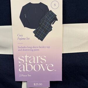 Stars Above Blue Plaid Pajama Set size small NWT